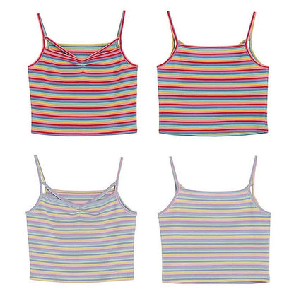 Rainbow Striped Colorblock Matching Best Friends Y2K Cami Top