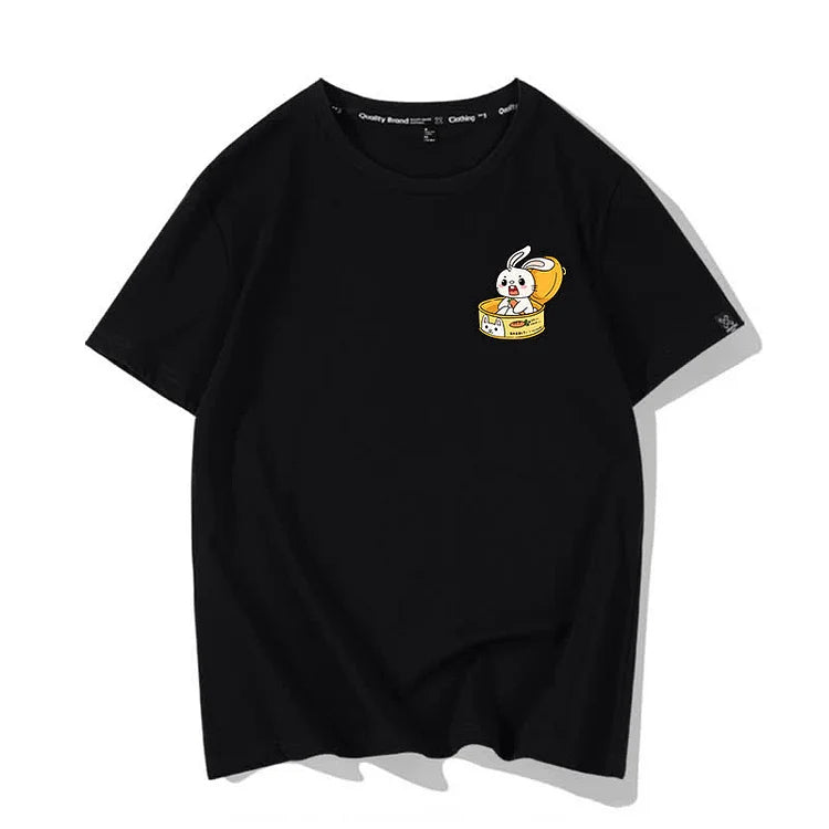 Cute Fun Cartoon Bunny Print T-Shirt