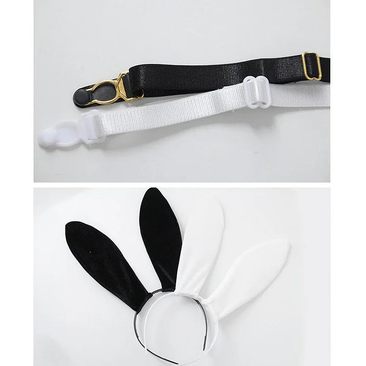 Rabbit Ears Bow Tie Tail Spaghetti Strap Stockings Lingerie