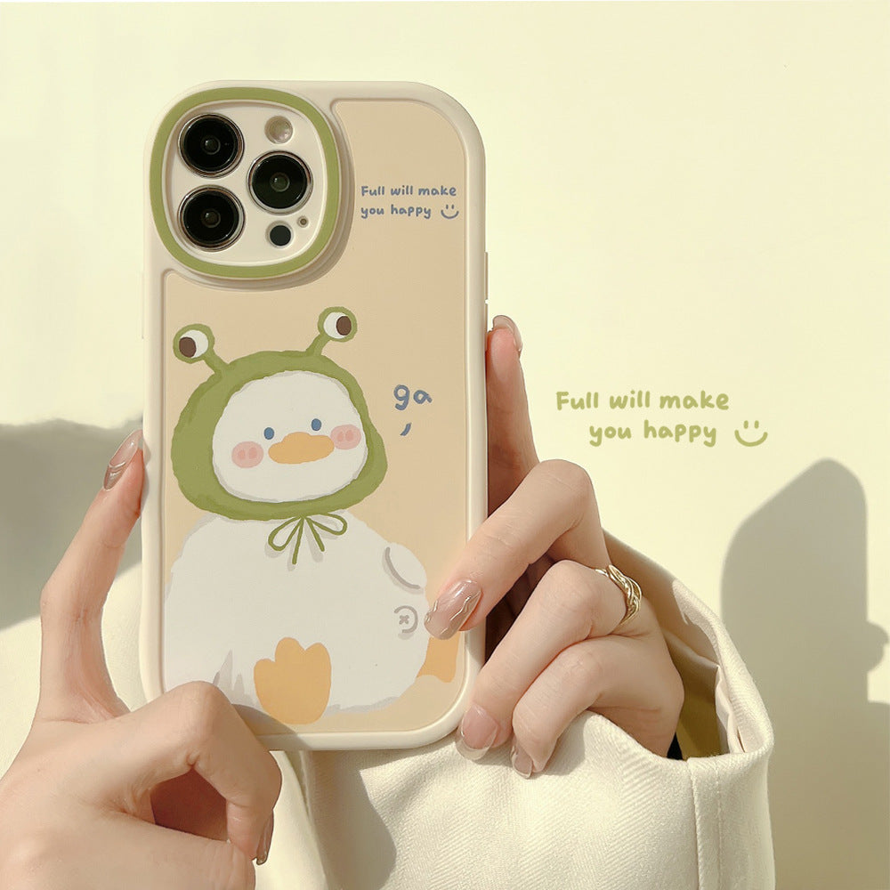 Kawaii Cartoon Duck Frog Eyes Hat iPhone Case