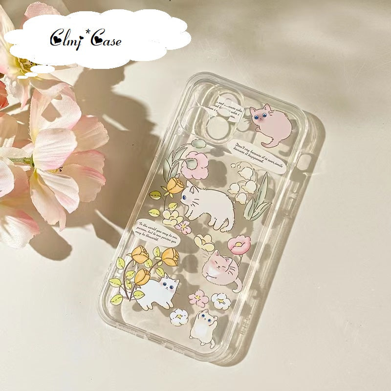 Kawaii Cartoon Kitty Flower iPhone Case
