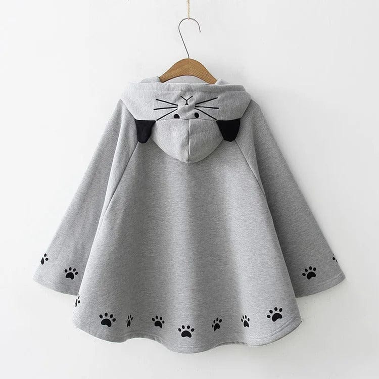 Kawaii Cartoon Kitty Cat Paw Print Hoodie Meowhiskers