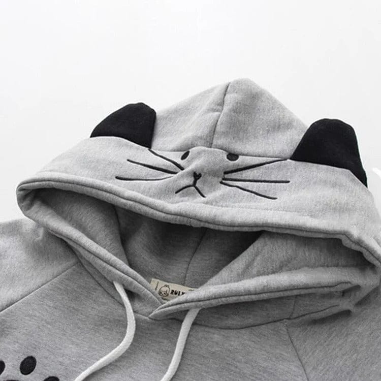 Kawaii Cartoon Kitty Cat Paw Print Hoodie Meowhiskers