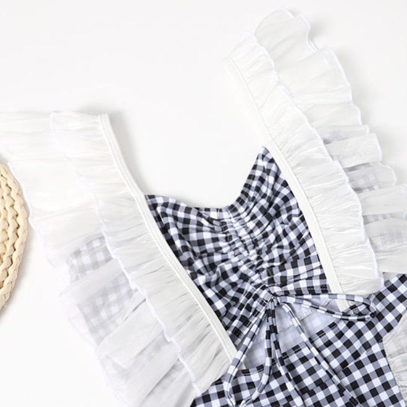 Kawaii Cover-Up Plaid Slim Swimwear Meowhiskers