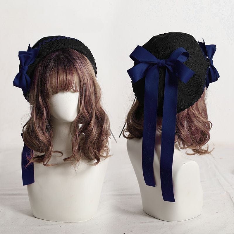 Lolita Beret Ribbon Lace Bow Vintage Lolita Beret -My Lolita Dress