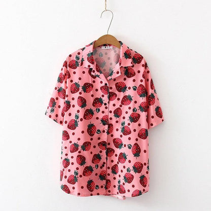 Kawaii Summer Strawberry Shirt - Tops - Kawaii Bonjour