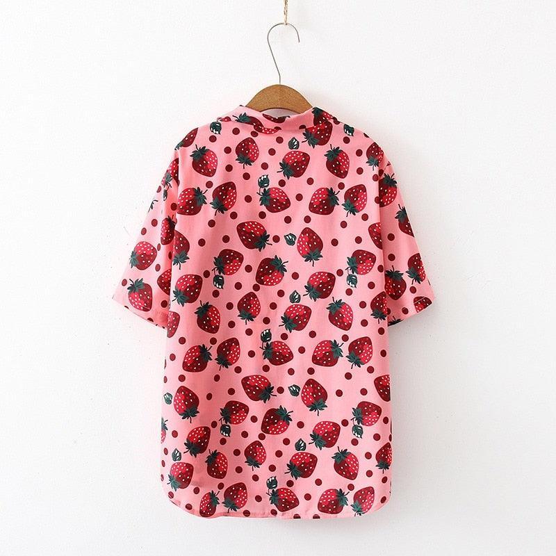 Kawaii Summer Strawberry Shirt - Tops - Kawaii Bonjour