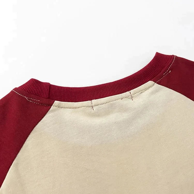 Kitty Letter Print Round Neck Colorblock T-Shirt Meowhiskers