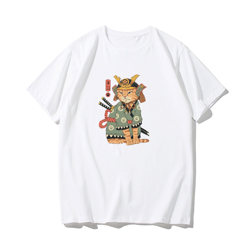 Samurai Warrior Orange Cat T-Shirt
