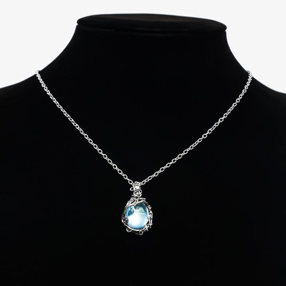 Leaf Crystal Waterdrop Gemstone Pendant Necklace Meowhiskers