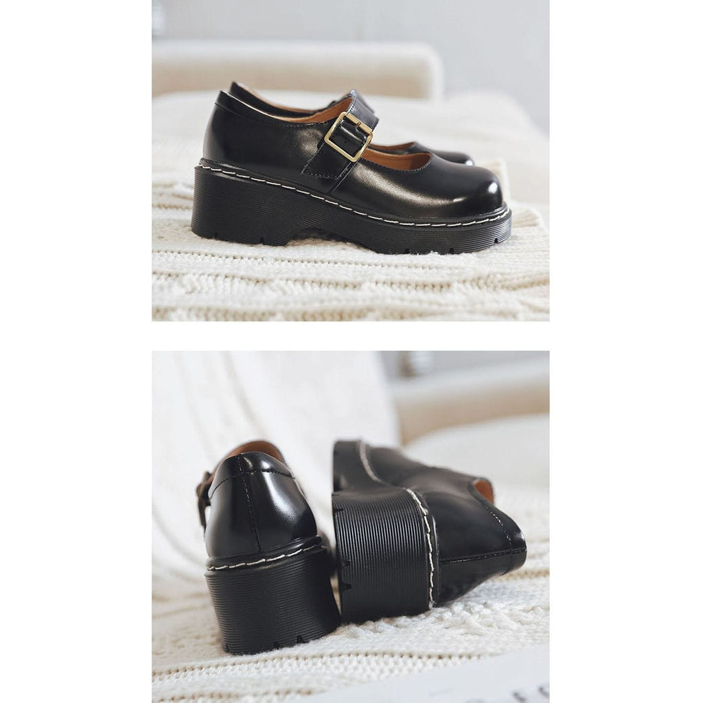 Lolita Vintage Buckle Leather Mary Janes Shoes Meowhiskers