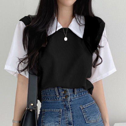 Chic Casual Fake Two Piece Loose T-Shirt