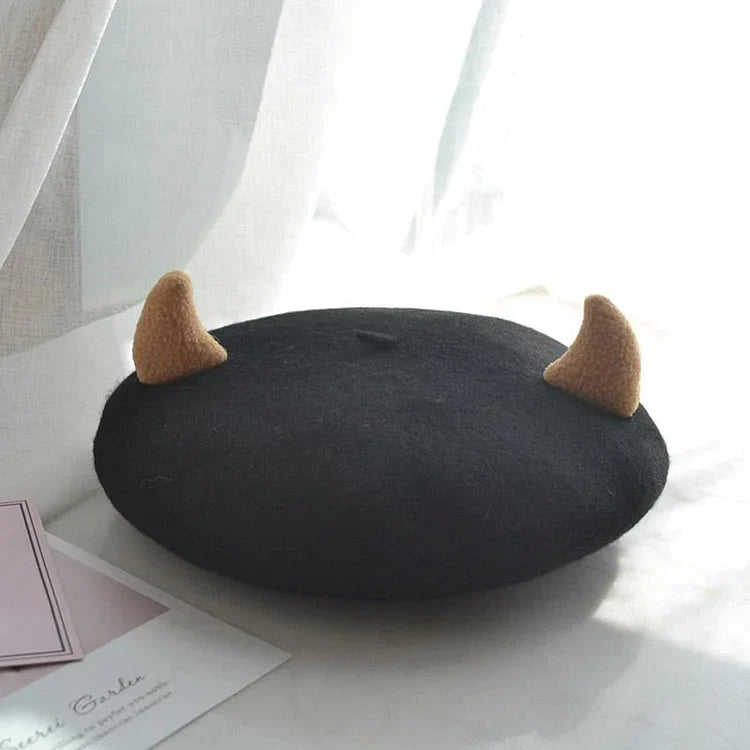 Cute Little Devil Horns Beret Hat