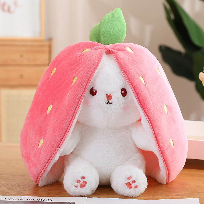 Kawaii Strawberry Carrot Ears Zipper Bunny Plushie