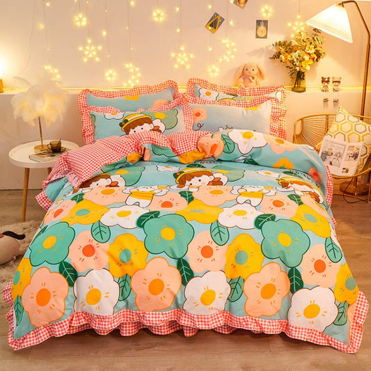 Cartoon Flowers Girl Bedding Sets