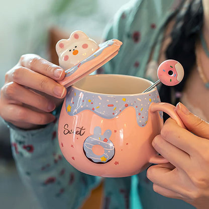 Kawaii Sweet Donut Bunny Ceramic Mugs