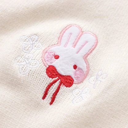 Japanese Cartoon Bunny Embroidery Cardigan Sweater Jeans Set