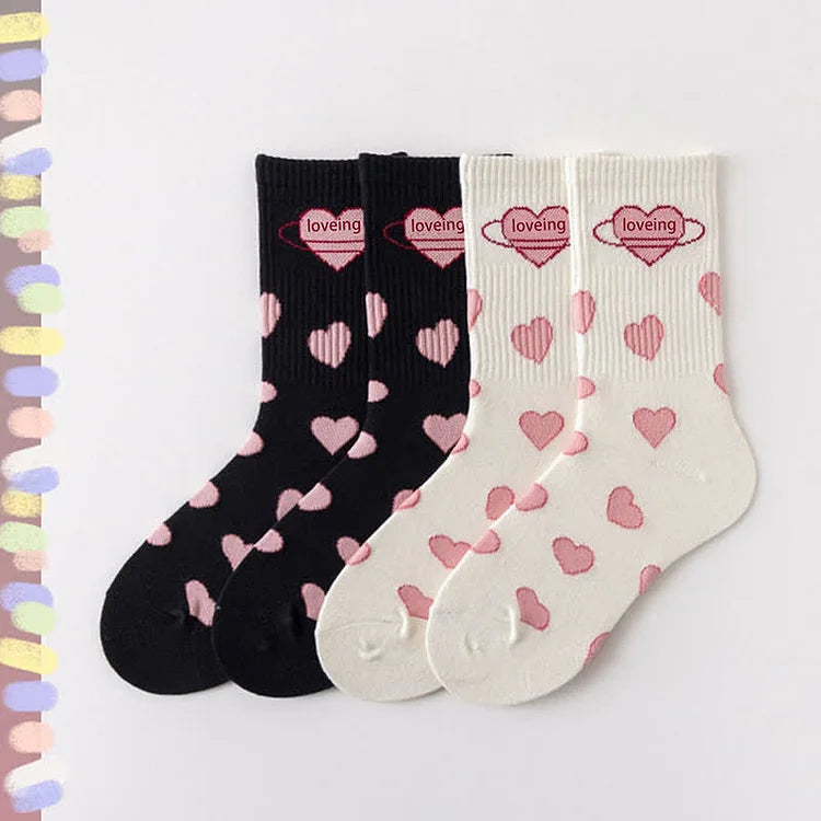 Cute Love Heart Letter Cotton Socks