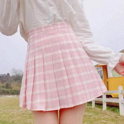 JK Kawaii Pleated Plaid Mini Skirt