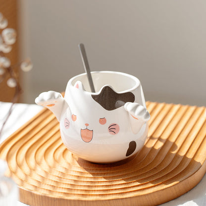 Kawaii Cartoon Cute Scary Kitty Cat Mugs