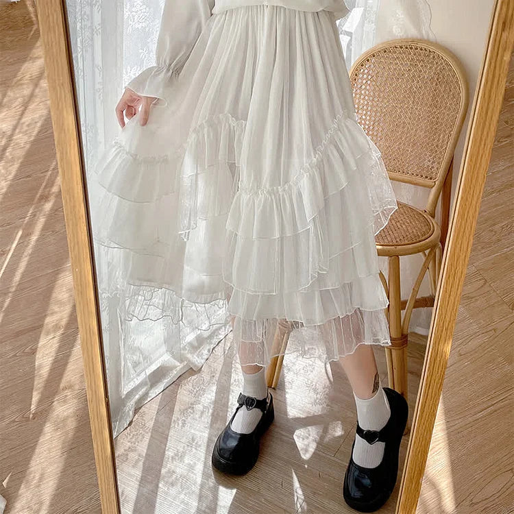 Lolita Irregular High Waist Layered Tulle Skirt