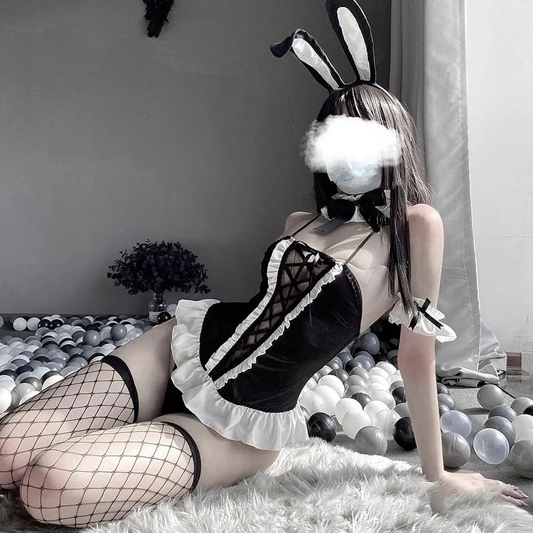 Bunny Girl Ruffle Stockings Lingerie Set