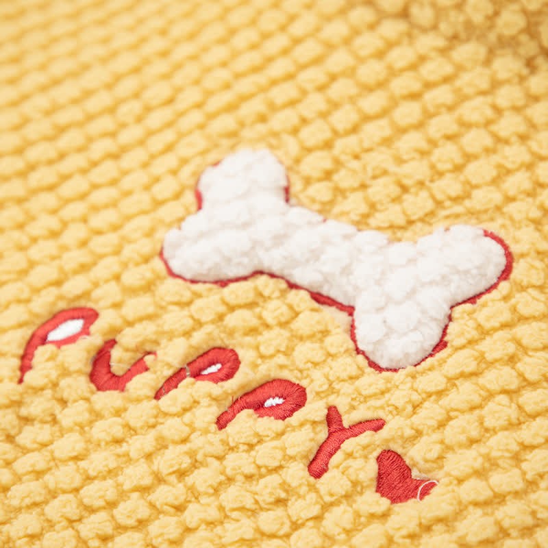 Cartoon Puppy Letter Plush Hooded Pajamas Set
