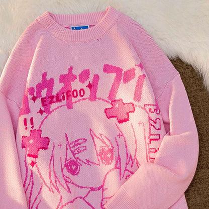Harajuku Anime Gamer Girl Letter Sweatshirt