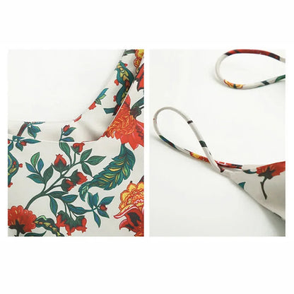 Floral Print Satin V-Neck Cami Top Workwear
