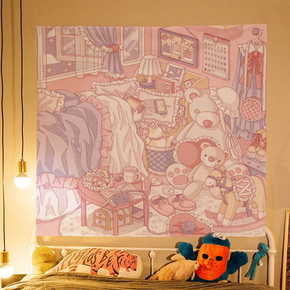 Kawaii Cartoon Gaming Room Decor Wall Tapestry