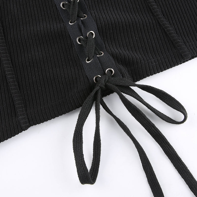 Chic Bandage Knitted Black Bodycon Mini Dress