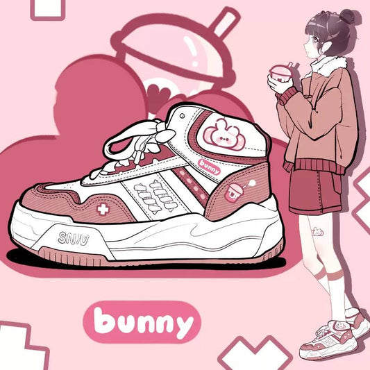 Kawaii Cartoon Bunny Boba Tea Sneakers