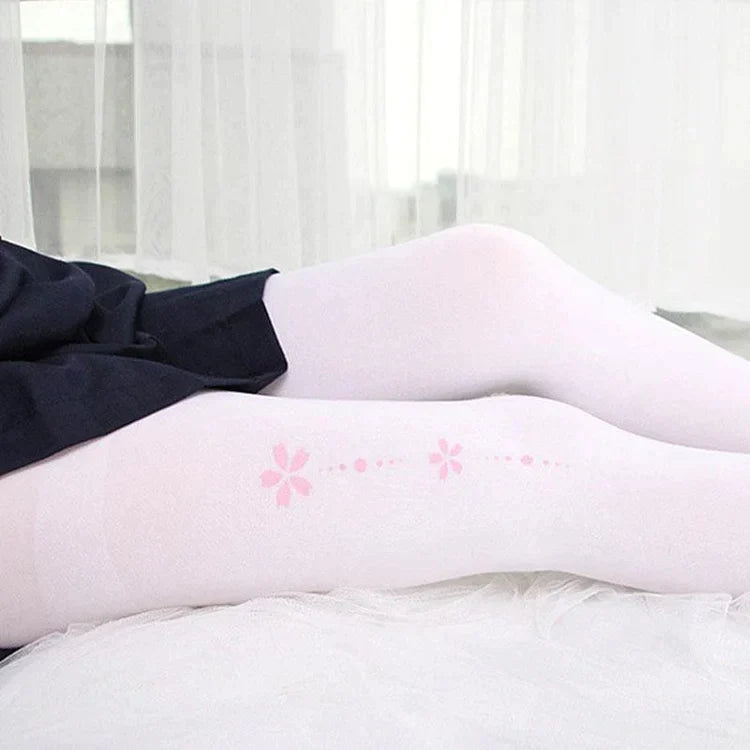Sakura Print Cat Paw Knee High Socks Pantyhose