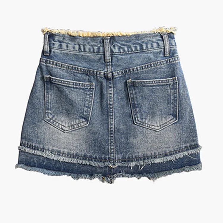 Preppy Bell Sleeve Lapel Shirt Denim Skirt Two Piece Set Meowhiskers