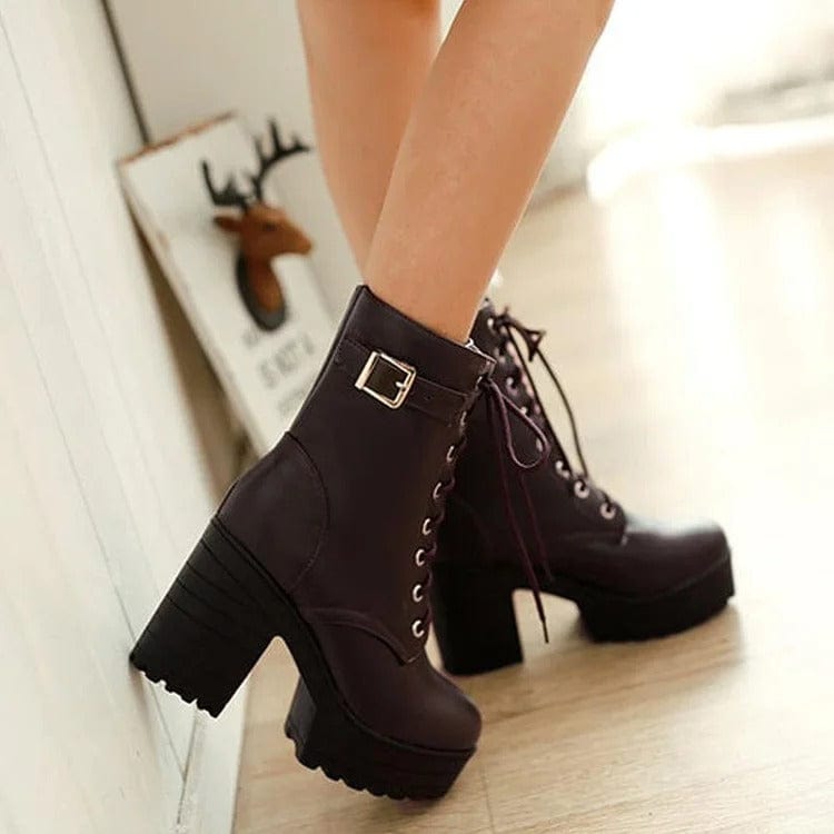 Preppy Chic Lace-Up High Heel Cosplay Boots Meowhiskers