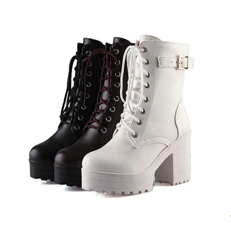 Preppy Chic Lace-Up High Heel Cosplay Boots Meowhiskers