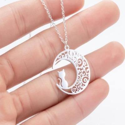 Cat Moon Necklace - Meowhiskers
