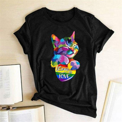 Love Is Love Cat T-Shirt - Meowhiskers