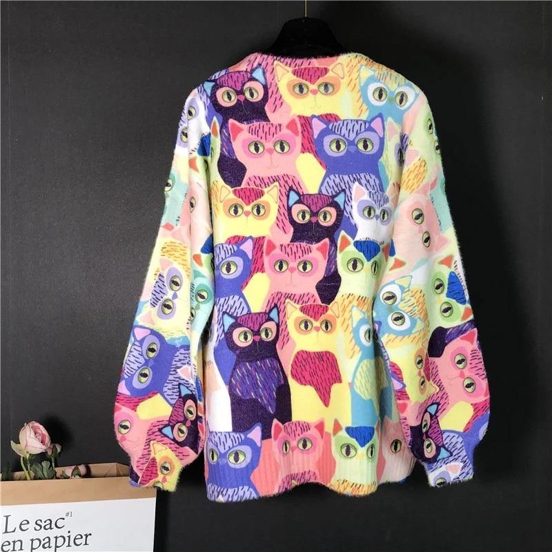 Colorful Kitty Cat Sweater - Meowhiskers