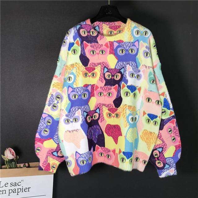 Colorful Kitty Cat Sweater - Meowhiskers
