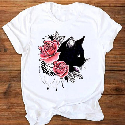 Cat Rose T-Shirt - Meowhiskers
