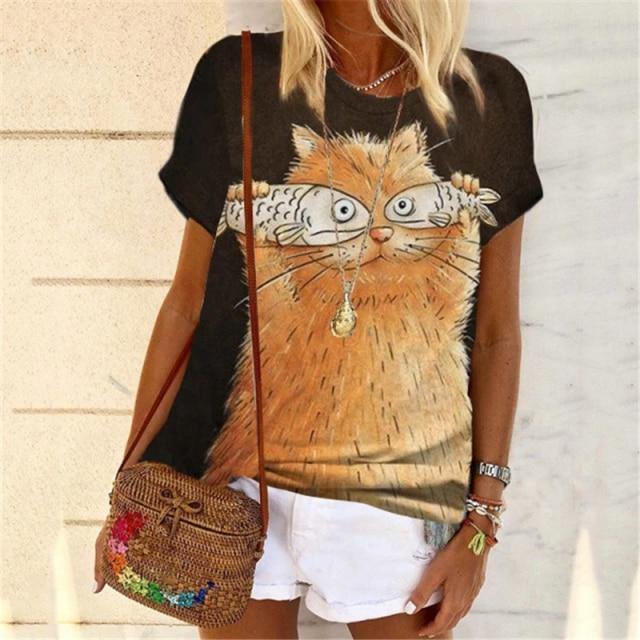 Fish Cat T-Shirt - Meowhiskers