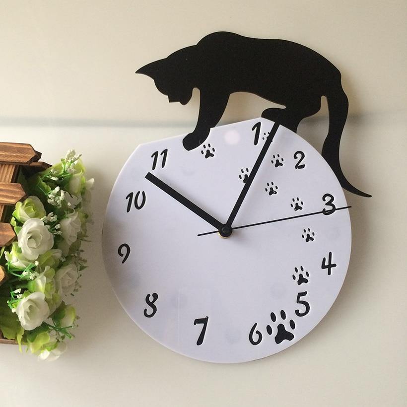 Cat On Wall Clock - Meowhiskers