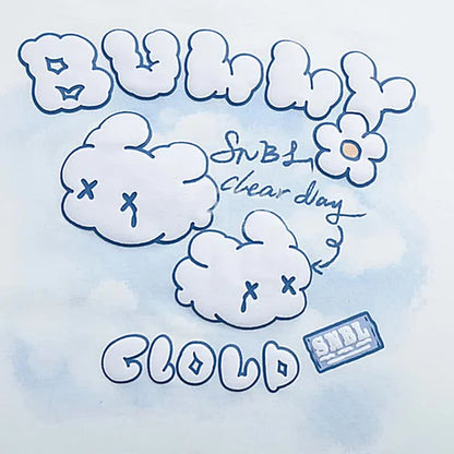 Cartoon Bunny Cloud Letter Print Matching Best Friends Loose T-Shirt
