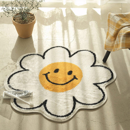 Cartoon Smile Face Sunflower Rugs & Mats