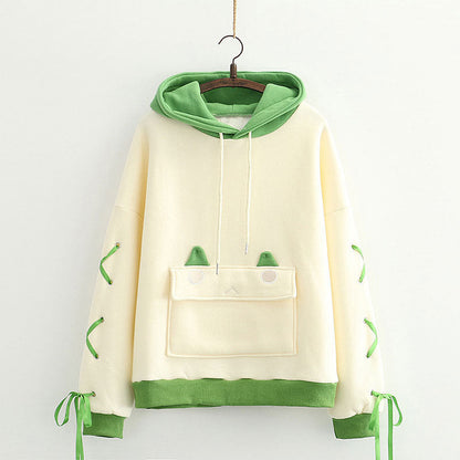 Kawaii Cartoon Dinosaur Mood Pocket Sweatshirt Hoodie