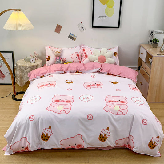 Cartoon Piggy Bubble Tea Bear Heart Bedding Sets