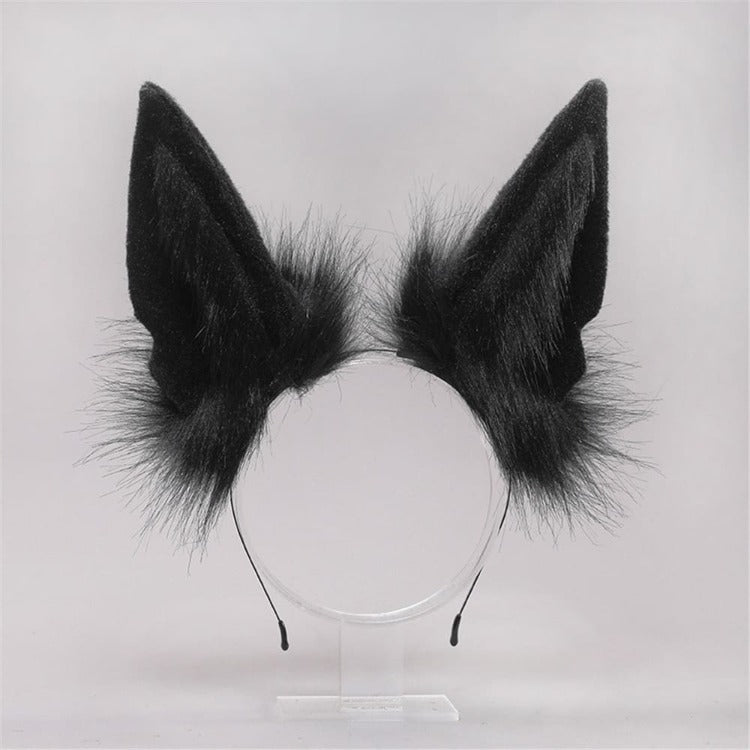 Plush Fox Long Ears Tail Cosplay Headband Accessory Two Piece Set