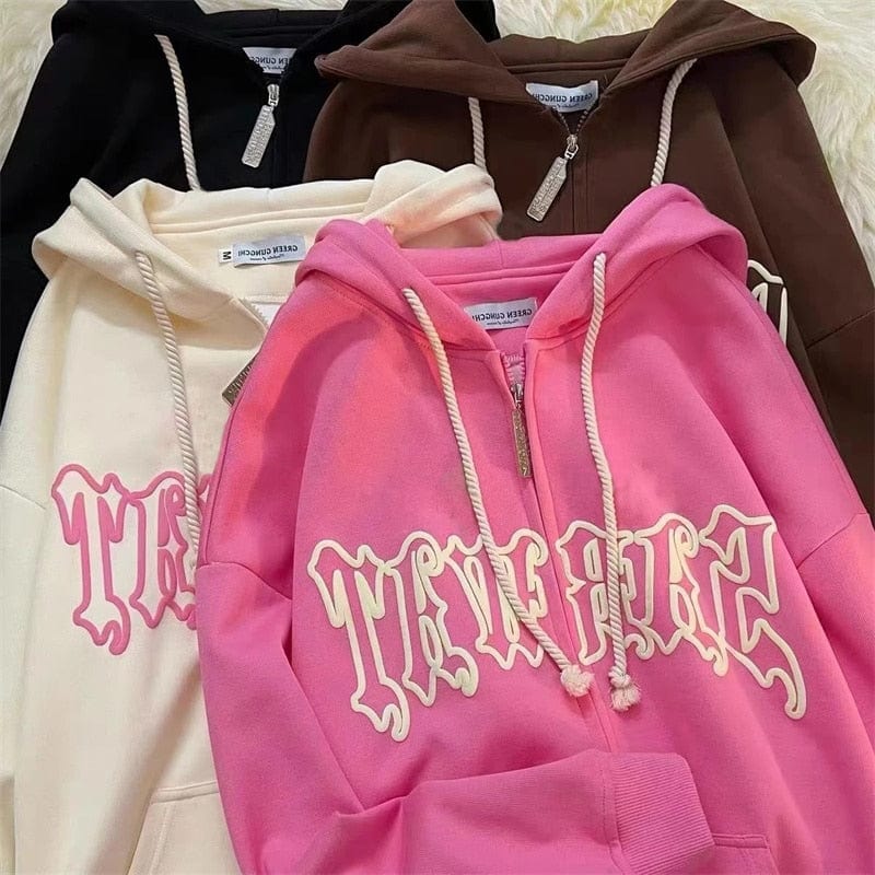 Retro Letter Print Hoodie Sweatshirt Meowhiskers
