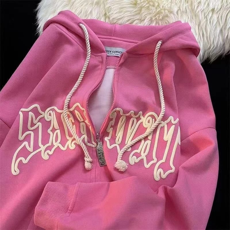 Retro Letter Print Hoodie Sweatshirt Meowhiskers